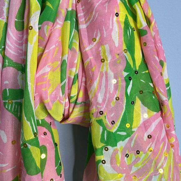Lilly Pulitzer Fan Dance Floral Scarf For Target SEQUINS - Picture 6 of 6